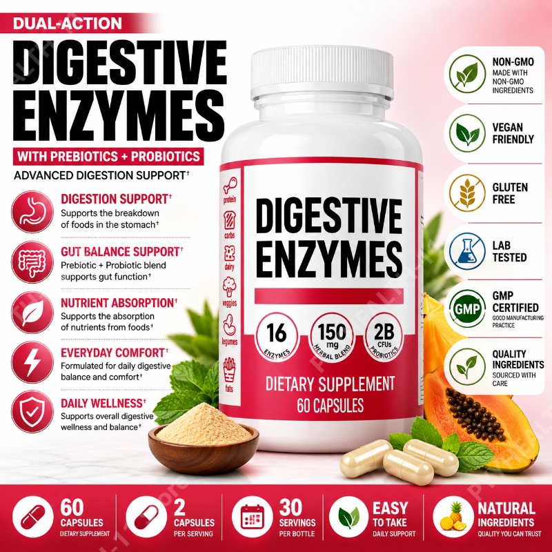 Spijsverteringsenzymen met pre - Digestive Enzyme Blend recensie en prijs