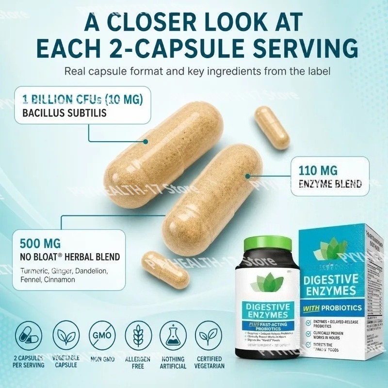 Capsules met spijsverteringsen - Digestive Enzyme Blend recensie en prijs